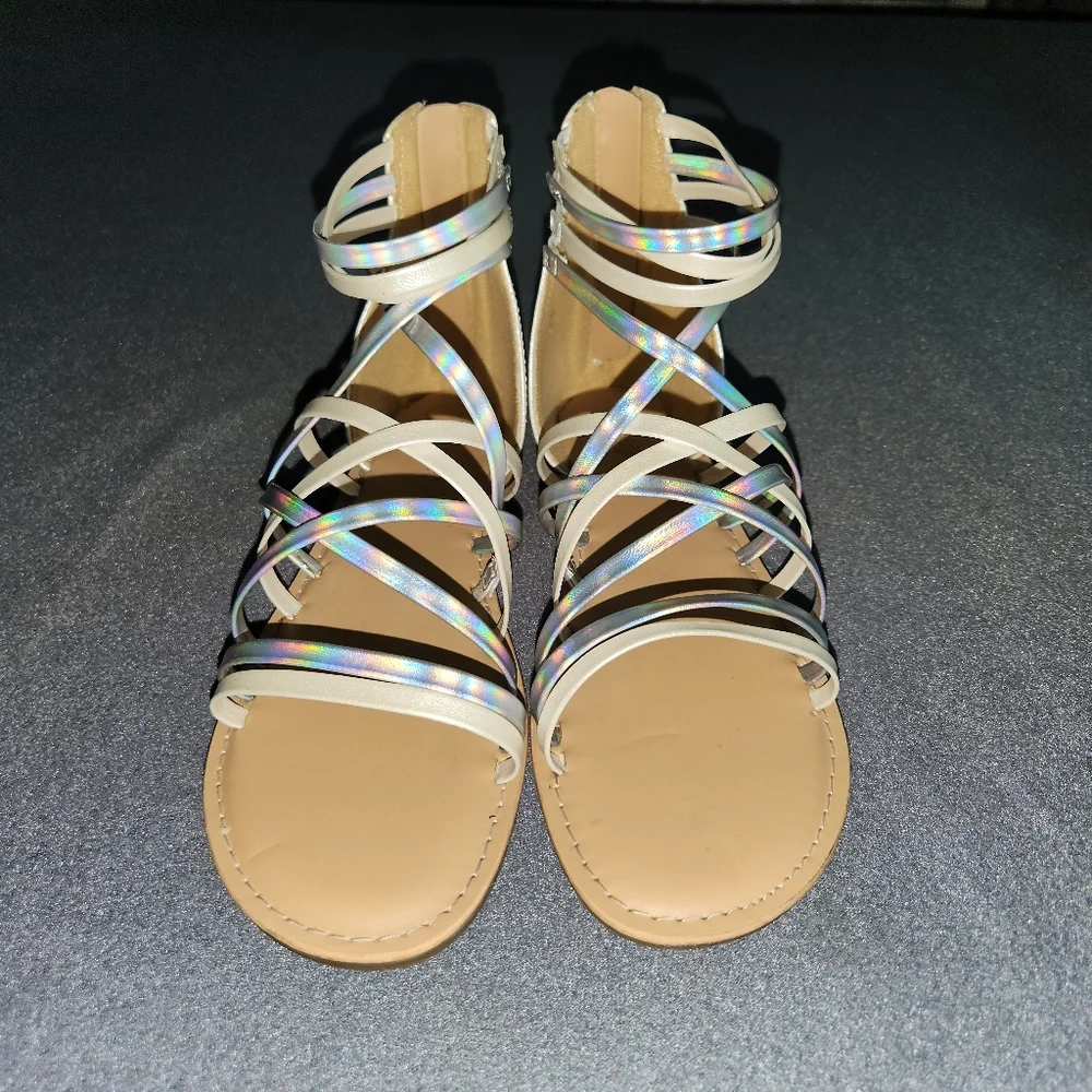 Cat & Jack Strappy Sandals - Silver and Tan